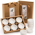 Foraineam Seramik Sake Çay Bardakları 12'li Set, Birinci Sınıf Beyaz Çömlekçilik Asya Japon Çay Fincanları, 1.5 oz / 45 ml Küçük Sake Fincan Seti Kungfu Tarzı Çay Aksesuarları El İşi Hediye Kutusu