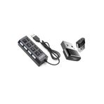 Forbin 4 Port USB Çoklayıcı Çoğaltıcı On Off Işıklı ve USB Typce Dönüştürücü