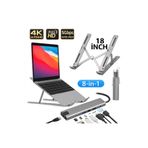 Forbin Alüminyum Ayarlı Laptop Macbook Notebook Yükseltici Tutucu Standı ve Macbook Pro Air USB Çoklayıcı