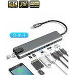 Forbin Macbook Pro Air USB Çoklayıcı 8in1 Hub Type-C 4K Hdmı Sd Tf Kart Okuyucu USB 3.0 Okuyucu Adaptör
