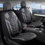 Ford Ecosport Uyumlu Deri Oto Koltuk Kılıfı Ön/arka 5li Set (Nova) Siyah-Füme - Siyah - Füme