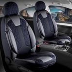 Ford Escort Lüx Deri Detaylı Oto Koltuk Kılıfı Ön Arka Takım Cyrus SİYAH MAVİ