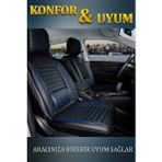 Ford Escort Lüx Deri Oto Koltuk Kılıfı Ön Arka Takım Set Safir Serisi SİYAH MAVİ