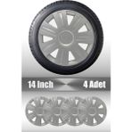 Ford Fiesta 14" Inç Uyumlu 4 Adet 1 Takım Gri Kırılmaz Esnek Jant Kapağı 028 - Universal