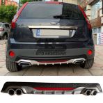 Ford Fiesta 2003-2008 Difüzör Arka Tampon Eki 4 Egzoz Çıkışlı Gri Reflektörlü