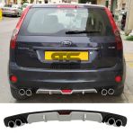 Ford Fiesta 2003-2008 Difüzör Arka Tampon Eki 4 Egzoz Çıkışlı Gri