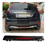 Ford Fiesta 2003-2008 Difüzör Arka Tampon Eki 4 Egzoz Çıkışlı Siyah Reflektörlü