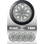 Ford Fiesta Focus Fusion 15" Inç Uyumlu 4 Adet 1 Takım Gri Kırılmaz Esnek Jant Kapağı 014 - Universal