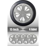 Ford Fiesta Focus Fusion 15" Inç Uyumlu 4 Adet 1 Takım Gri Kırılmaz Esnek Jant Kapağı 029 - Universal