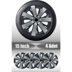 Ford Fiesta Focus Fusion 15" Inç Uyumlu 4 Adet 1 Takım Gri Siyah Jant Kapağı 045