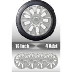 Ford Fiesta Focus Mondeo 16" Inç Uyumlu 4 Adet 1 Takım Gri Kırılmaz Esnek Jant Kapağı 037 - 16 inç