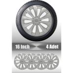 Ford Fiesta Focus Mondeo 16" Inç Uyumlu 4 Adet 1 Takım Gri Kırılmaz Esnek Jant Kapağı 041 - 16 inç