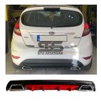 Ford Fiesta Mk7 Difüzör Arka Tampon Eki 2 Egzoz Çıkışlı Kırmızı Lüx Tip
