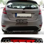 Ford Fiesta Mk7 Difuzor Arka Tampon Eki 4 Egzoz Cikisli Kirmizi Lux Tip