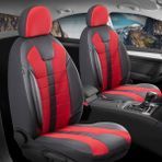 ford Focus 1 ile Uyumlu Lüx Deri Detaylı Oto Koltuk Kılıfı Ön Arka Takım Vista Serisi Kırmızı