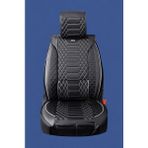 ford Focus 1 Yarı Deri Oto Koltuk Kılıfı Cepli 5li Tam Set - Norm - Siyah - Beyaz