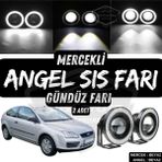 Ford Focus 2 2004-2008 Uyumlu Üniversal Mercekli Angel Sis Farı Metal Su Geçirmez 76 Mm Beyaz Halkalı Gündüz Farı Angel Eyes 2 Adet