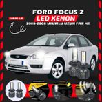 Ford Focus 2 2005-2008 Uzun Far Uyumlu Şimşek Etkili Led Xenon Premium Series H1