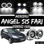 Ford Focus 2.5 2009-2011 Uyumlu Üniversal Mercekli Angel Sis Farı Metal Su Geçirmez 76 Mm Beyaz Halkalı Gündüz Farı Angel Eyes 2 Adet