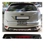 Ford Focus 2 HB Difüzör Arka Tampon Eki 2 Egzoz Çıkışlı Siyah Reflektörlü
