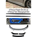 Ford Focus 2018 Sonrası F30 Düz Yan Marşpiyel Eki + 3 Parça Ön Ek Piano Black Set