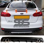 Ford Focus 3 Difuzor Arka Tampon Eki 4 Egzoz Cikisli Siyah Lux Tip