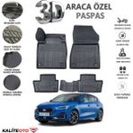 Ford Focus 5 Hatchback 2021 Model Tam Uyumlu Kokusuz 3D Havuzlu Paspas - Siyah