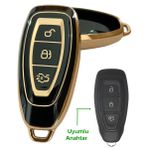 Ford Focus Fiesta Mondeo Kuga C Max Uyumlu Kumanda Anahtar Kılıfı Oto Anahtarlık BEYAZ GOLD