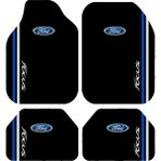 Ford Focus Logolu Mavi-Beyaz Çizgili Dekoratif Oto Paspas Takımı, Universal, Kaymaz, Yıkanabilir - Renkli