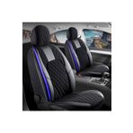 Ford Focus Station Wagon Uyumlu Lüx Yarı Deri Oto Koltuk Kılıfı Ön Arka Takım Chester Siyah Mavi