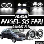 Ford Ka 1996-2008 Uyumlu Üniversal Mercekli Angel Sis Farı Metal Su Geçirmez 76 Mm Beyaz Halkalı Gündüz Farı Angel Eyes 2 Adet