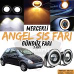 Ford Ka 1996-2008 Uyumlu Üniversal Mercekli Angel Sis Farı Metal Su Geçirmez 76 Mm Turuncu Halkalı Gündüz Farı Angel Eyes 2 Adet