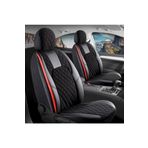 Ford S-Max 5 Koltuk Uyumlu Lüx Yarı Deri Oto Koltuk Kılıfı Ön Arka Takım Chester Siyah Kırmızı