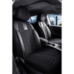 Ford Tourneo Connect 2+1 Parçalı Lüx Deri Detaylı Oto Koltuk Kılıfı Ön Arka Takım Platınum Siyah Beyaz - Siyah - Beyaz