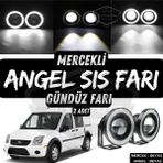 Ford Transit Connect 2002-2013 Uyumlu Üniversal Mercekli Angel Sis Farı Metal Su Geçirmez 76 Mm Beyaz Halkalı Gündüz Farı Angel Eyes 2 Adet