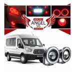 Ford Transit Tüm Modeller Uyumlu, Universal Mercekli Led Angel Sis Farı, 76mm Kırmızı Renk