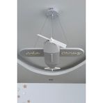 Forecaste Uçak Temalı Entegre LED Çocuk Odası Sarkıt Avize (70X80 Cm) – Kişiye Özel Tasarım, El Yapımı Görünüm - Gri