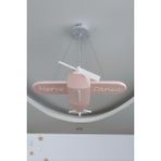 Forecaste Uçak Temalı Entegre LED Çocuk Odası Sarkıt Avize (70X80 Cm) – Kişiye Özel Tasarım, El Yapımı Görünüm - Pastel Pembe
