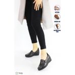 Forelli F24-CM57609 Siyah Bağcıksız Deri Ortopedık Dolgu Topuk Kadın Ayakkabı