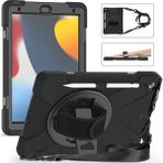 Forestl Digital El Bandı Kayışı Tamlı 360 Derece Dönebilen Tekme Standı Omuz Askısı iPad 10.2 (2019 2020 2021) SIYAH Tablet Kılıfı (Yurt Dışından)
