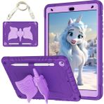 Forestl Digital iPad 10.2 (2019 2020 2021) Silikon Pc Unicorn Standı Omuz Askılı Tablet Kılıfı (Yurt Dışından) - Koyu Mor