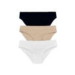 FOREVER MORE 3'lü Dikişsiz Basic Kadın Slip Külot siyah beyaz ten-L