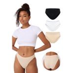 FOREVER MORE 3'lü Dikişsiz Basic Kadın Slip Külot siyah beyaz ten-XL