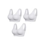 FOREVER MORE 3'lü Kadın Dikişsiz Kalın Askılı Esnek Pedli Büstiyer beyaz-XL