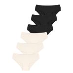 FOREVER MORE 6'lı Dikişsiz Basic Kadın Slip Külot siyah beyaz-L
