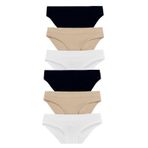 FOREVER MORE 6'lı Dikişsiz Basic Kadın Slip Külot siyah ten beyaz-S