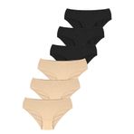 FOREVER MORE 6'lı Dikişsiz Basic Kadın Slip Külot ten siyah-L
