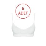 FOREVER MORE 6'lı Kadın Ince Askılı Dikişsiz Esnek Büstiyer beyaz-M