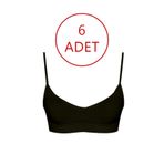 FOREVER MORE 6'lı Kadın Ince Askılı Dikişsiz Esnek Büstiyer siyah-M