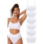 FOREVER MORE 6'lı Kadın Ince Pedli Askılı Dikişsiz Esnek Büstiyer BEYAZ-XL
